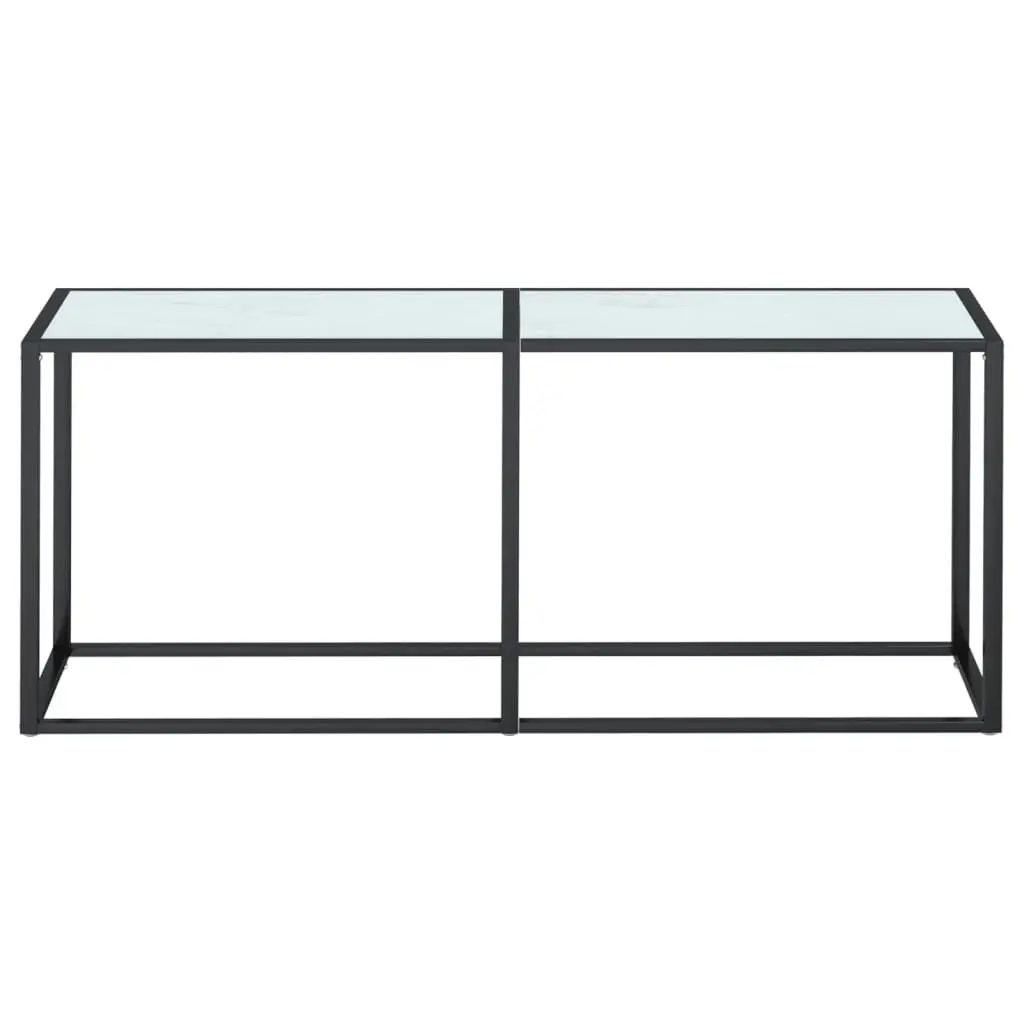 Console Table White Marble 180x35x75.5cm Tempered Glass 331684