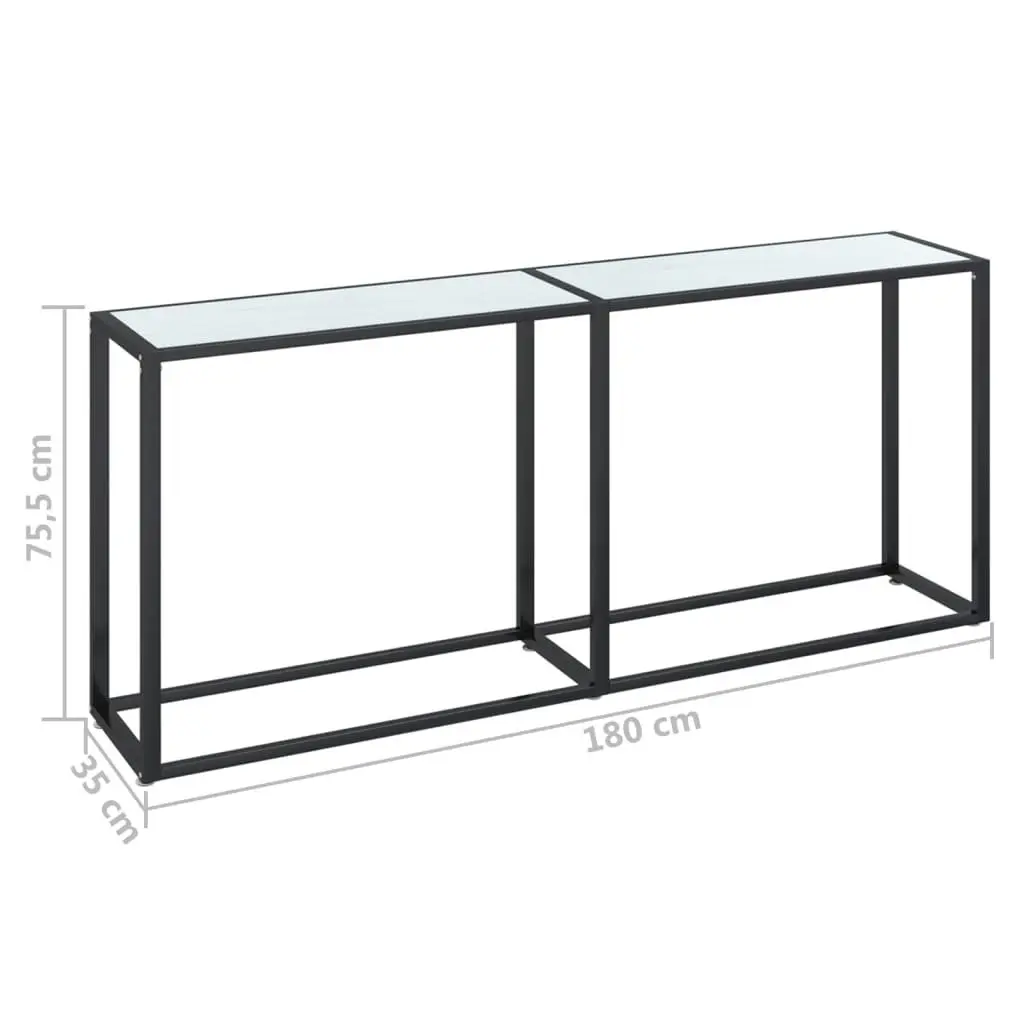 Console Table White Marble 180x35x75.5cm Tempered Glass 331684