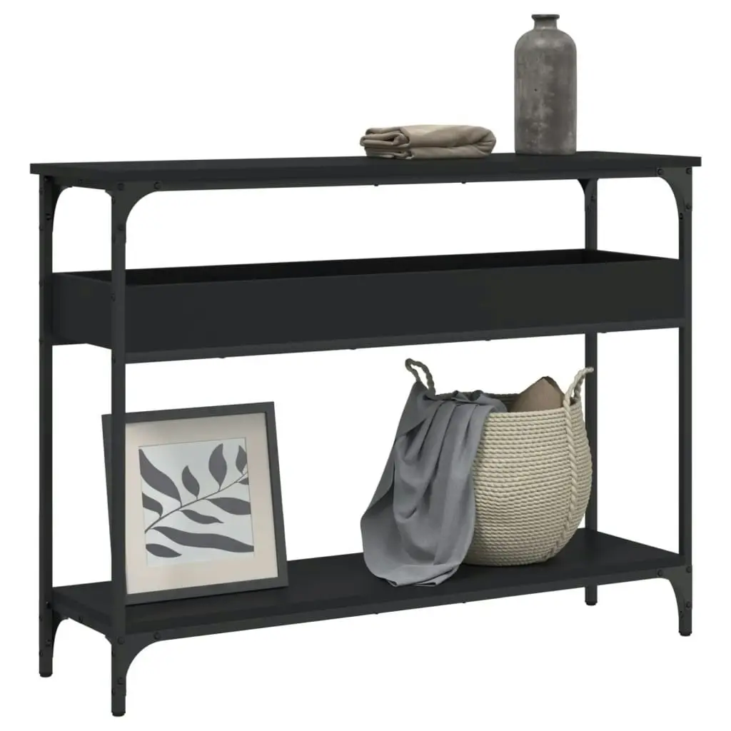 Console Table with Shelf Black 100x29x75cm Engineered Wood 837717