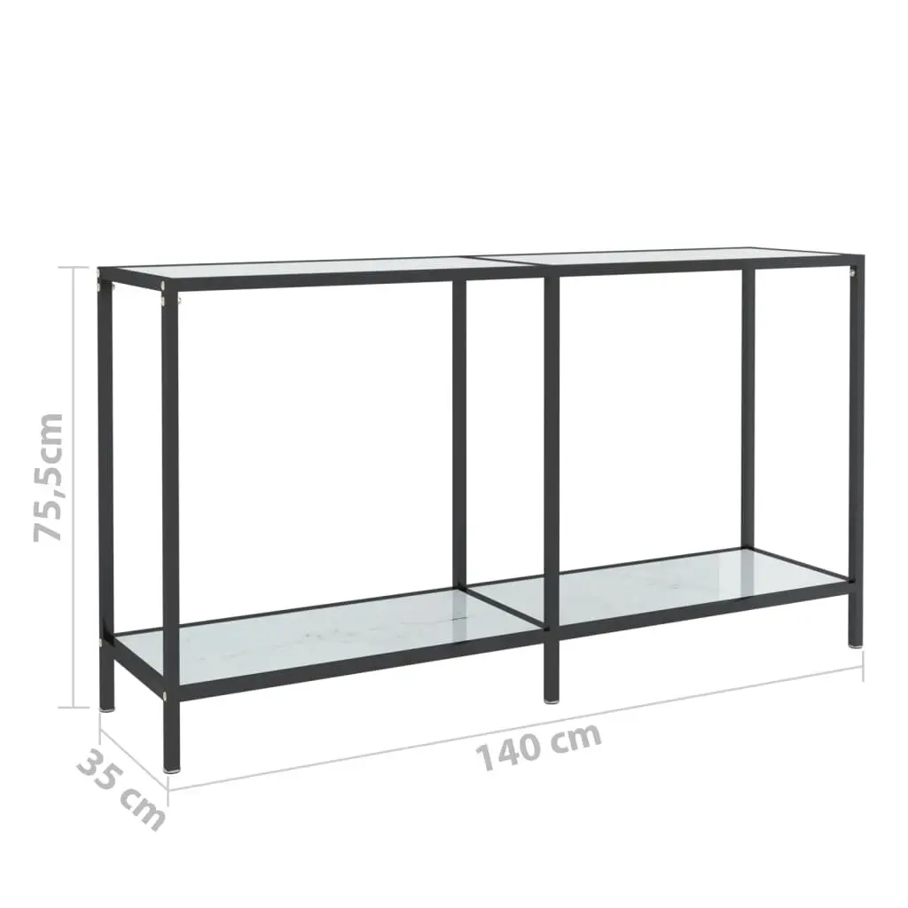 Console Table White 140x35x75.5 cm Tempered Glass 331696