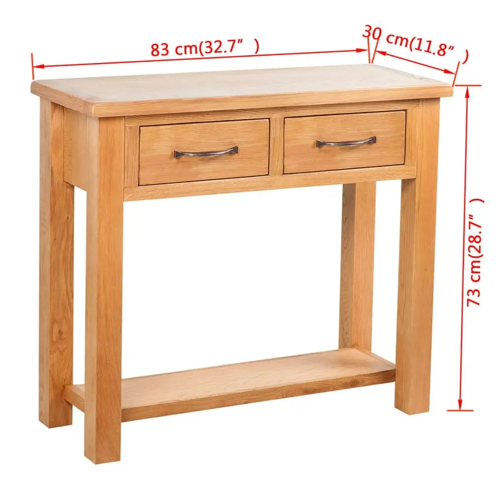 Console Table with 2 Drawers 83x30x73 cm Solid Oak Wood 241675