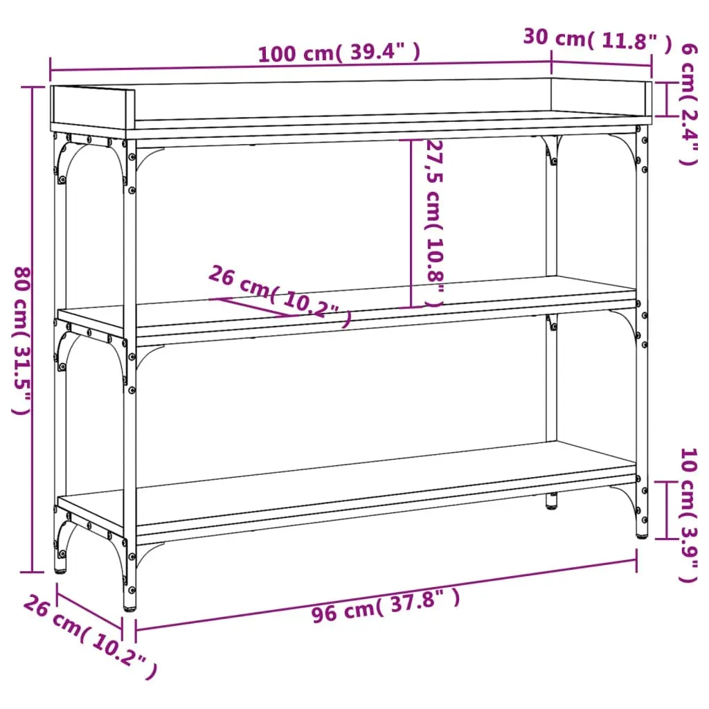 Console Table with Shelves Black 100x30x80 cm 837807