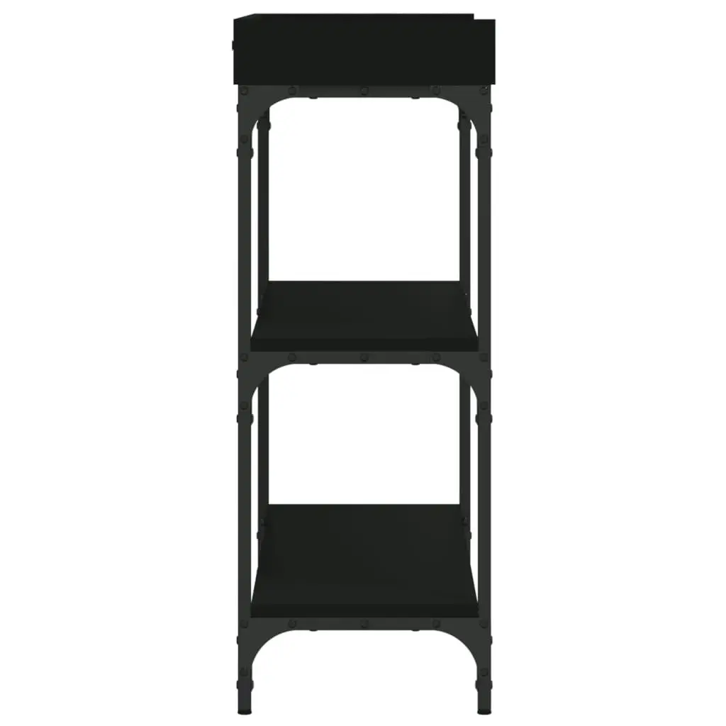 Console Table with Shelves Black 100x30x80 cm 837807