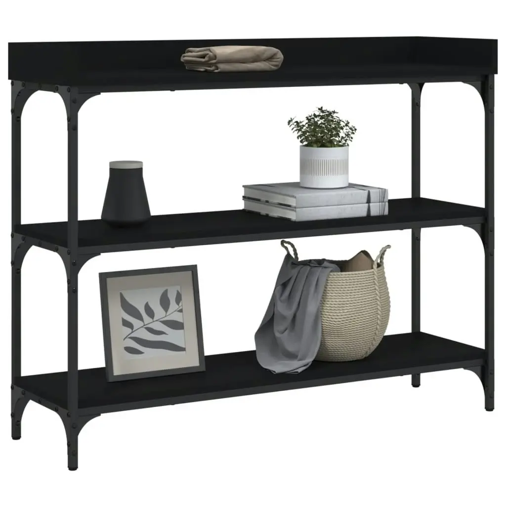 Console Table with Shelves Black 100x30x80 cm 837807