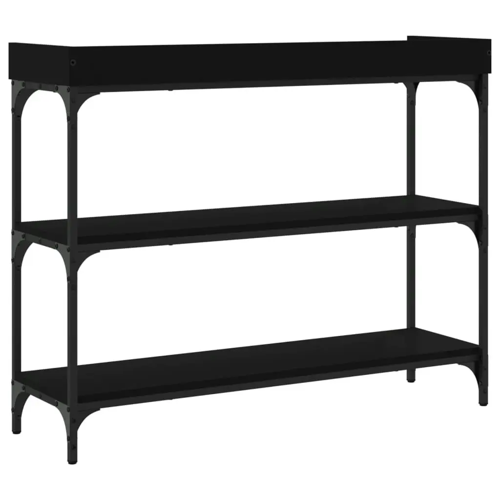 Console Table with Shelves Black 100x30x80 cm 837807