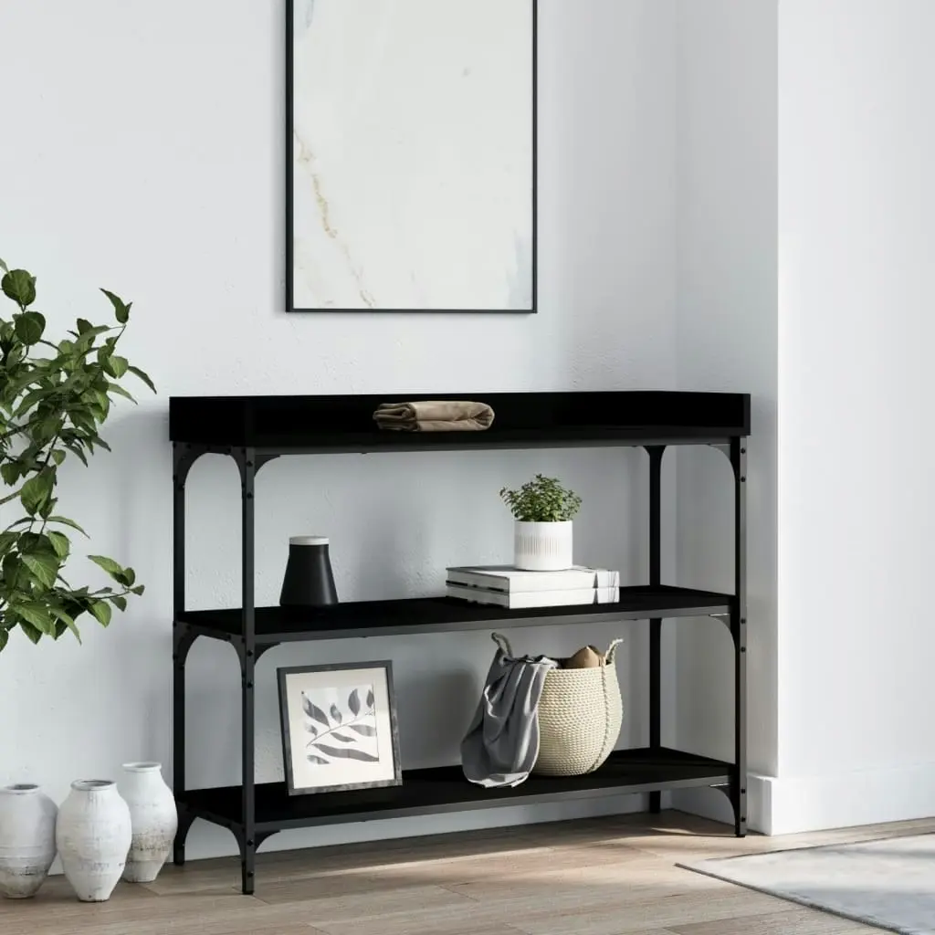 Console Table with Shelves Black 100x30x80 cm 837807