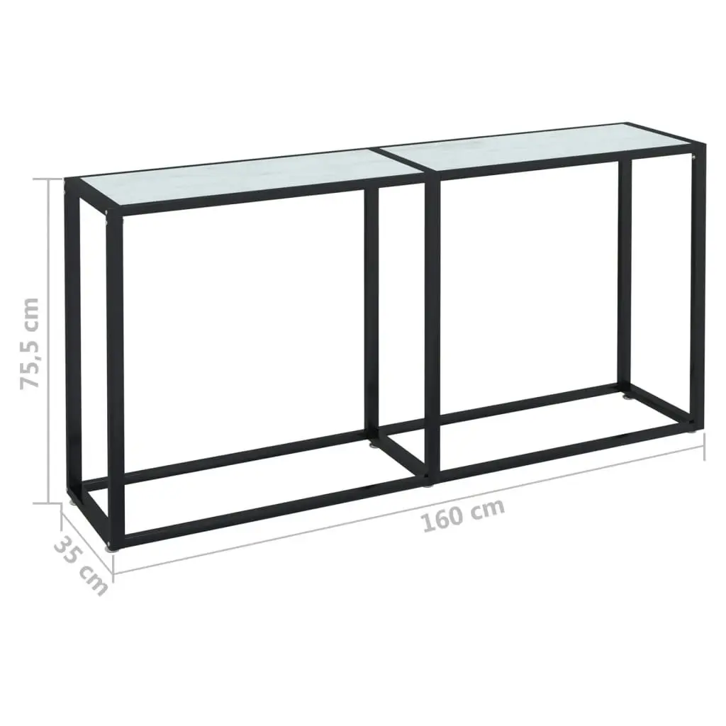 Console Table White Marble 160x35x75.5cm Tempered Glass 331680