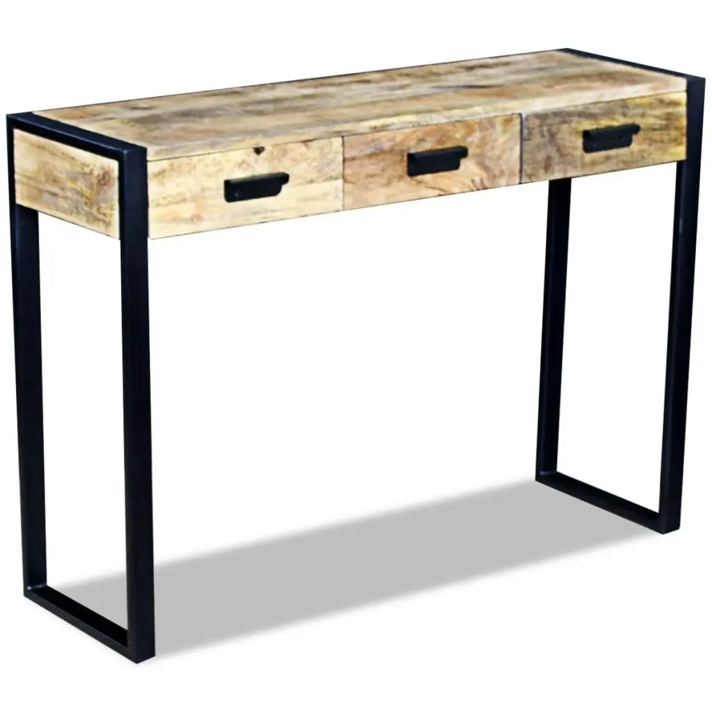 Console Table with 3 Drawers Solid Mango Wood 110x35x78 cm 243299