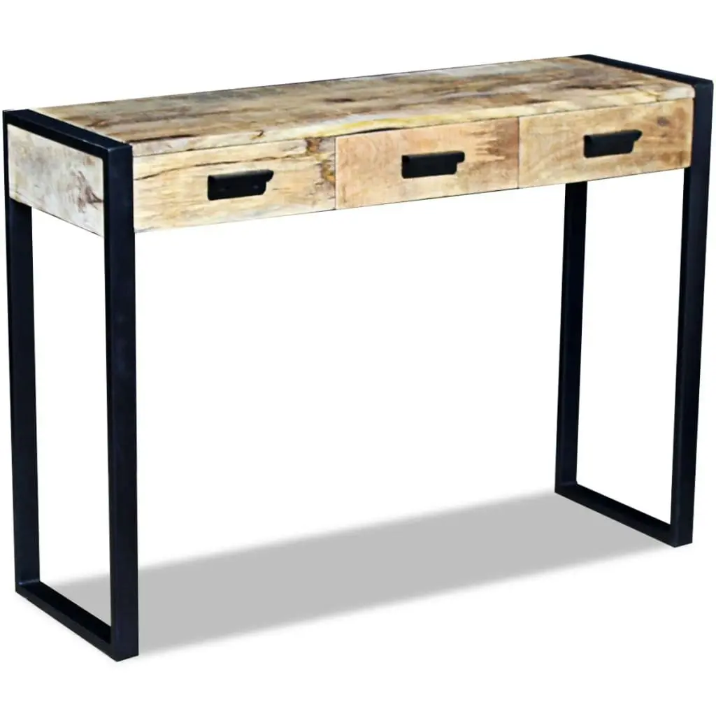 Console Table with 3 Drawers Solid Mango Wood 110x35x78 cm 243299