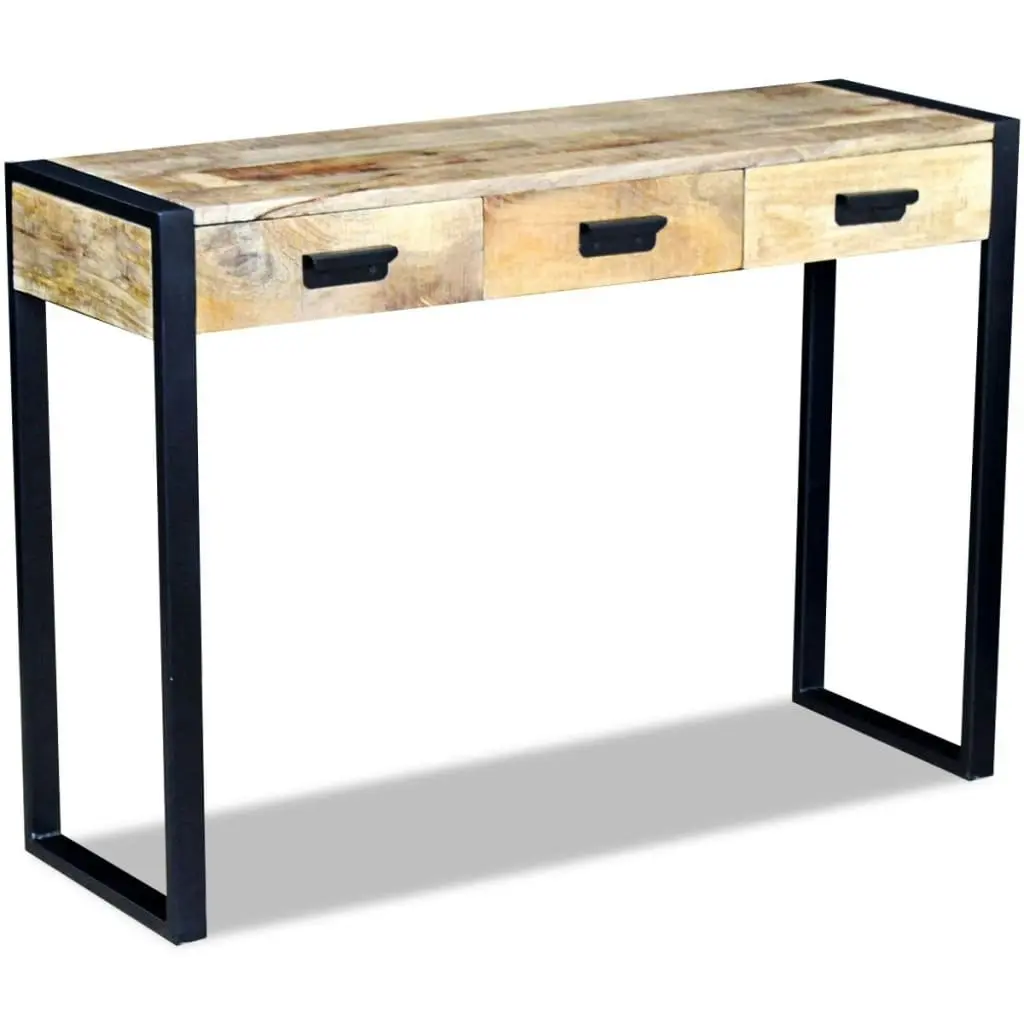 Console Table with 3 Drawers Solid Mango Wood 110x35x78 cm 243299