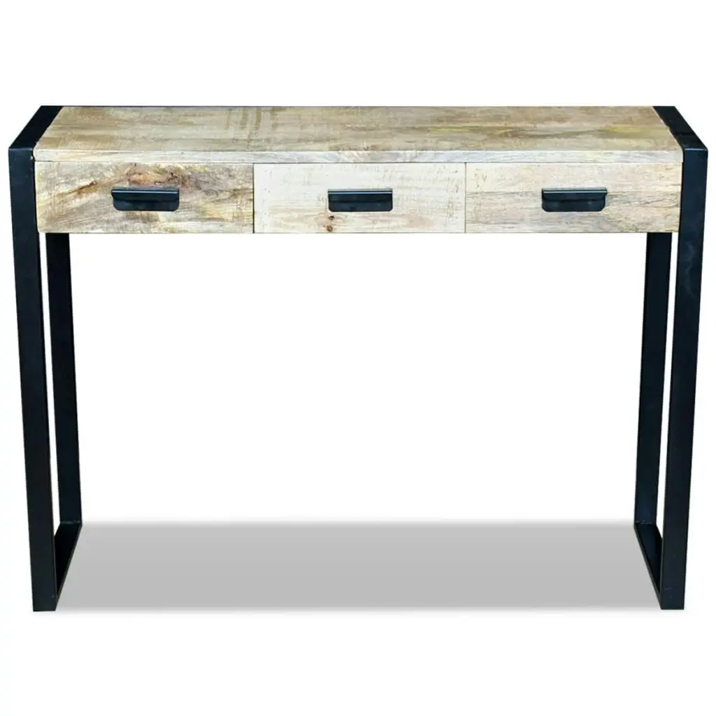 Console Table with 3 Drawers Solid Mango Wood 110x35x78 cm 243299