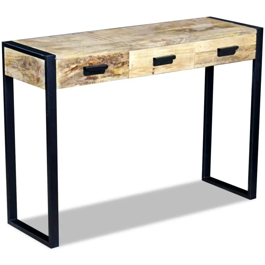 Console Table with 3 Drawers Solid Mango Wood 110x35x78 cm 243299