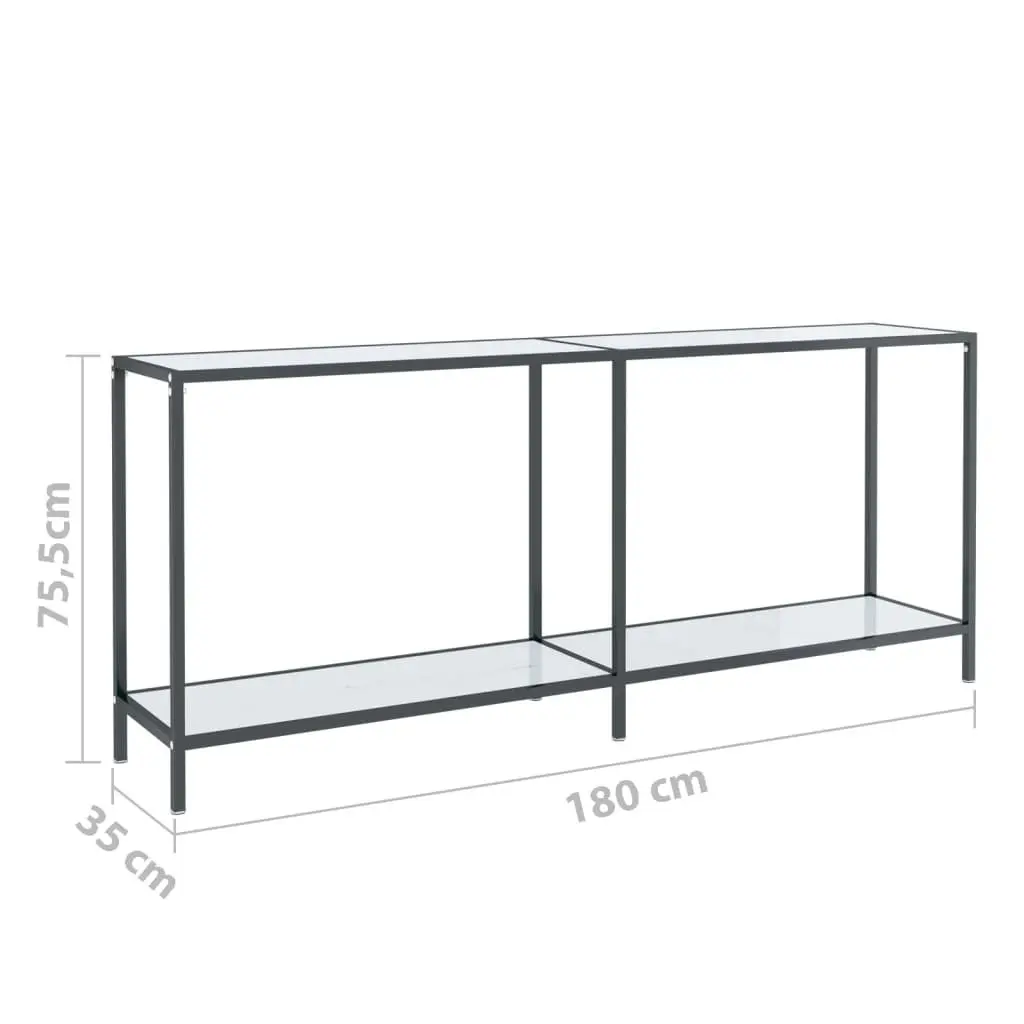 Console Table White 180x35x75.5 cm Tempered Glass 331704