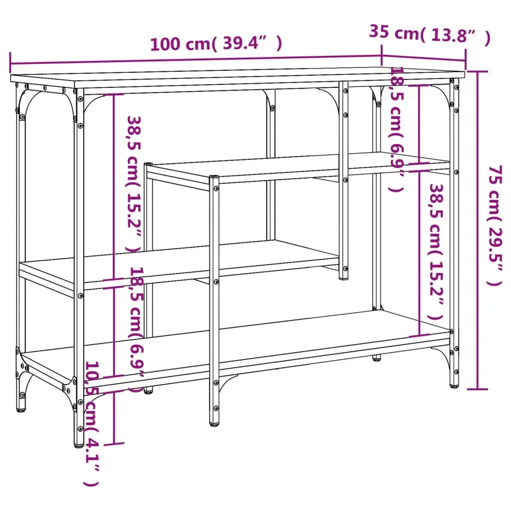 Console Table with Shelves Black 100x35x75 cm 837787