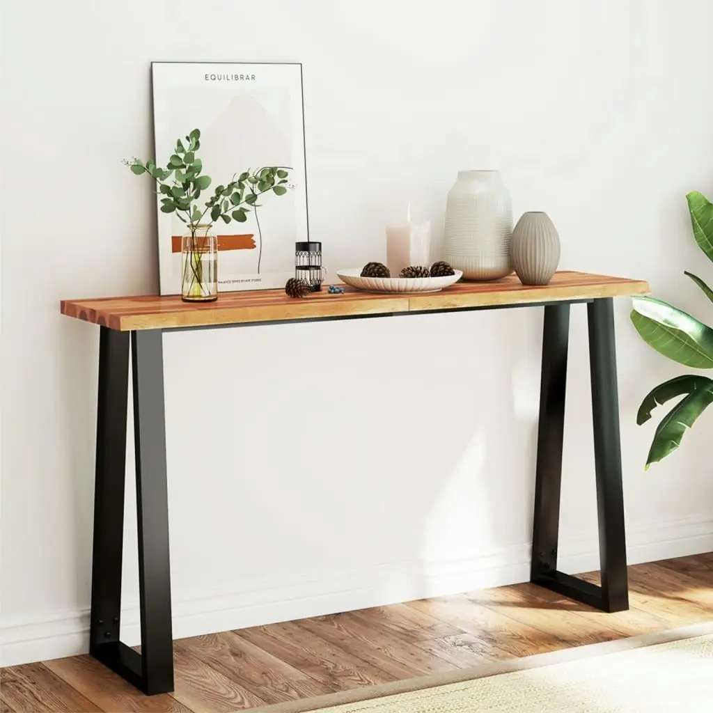 Console Table with Live Edge 140x40x80 cm Solid Wood Acacia 353297