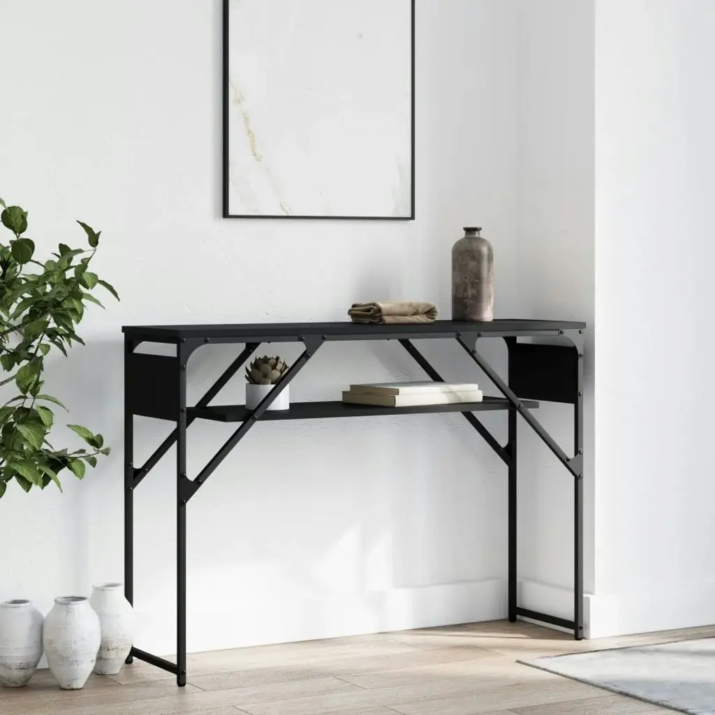 Console Table with Shelf Black 105x30x75cm Engineered Wood 837792