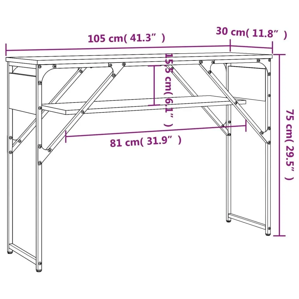 Console Table with Shelf Black 105x30x75cm Engineered Wood 837792