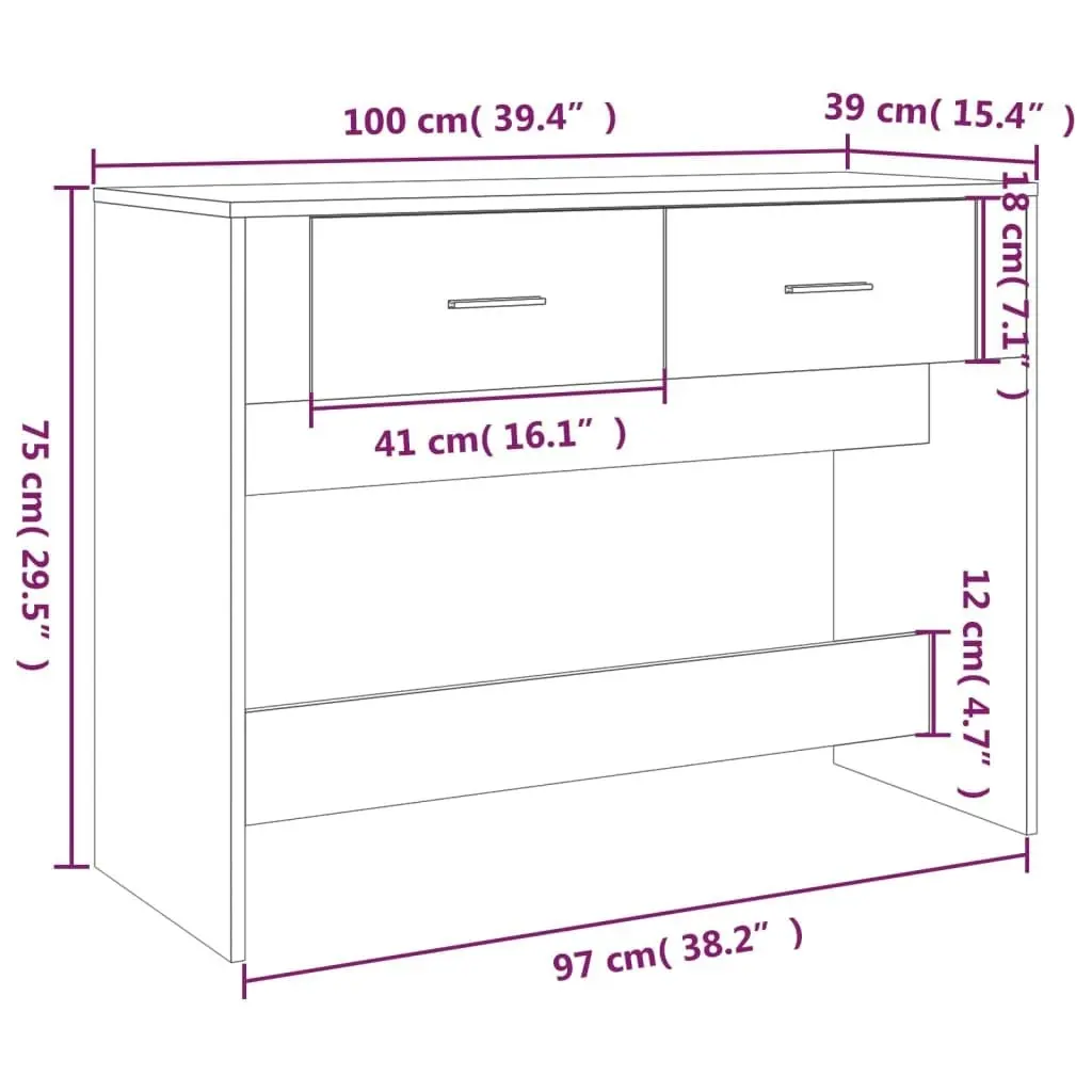 Console Table Concrete Grey 100x39x75 cm Engineered Wood 816780