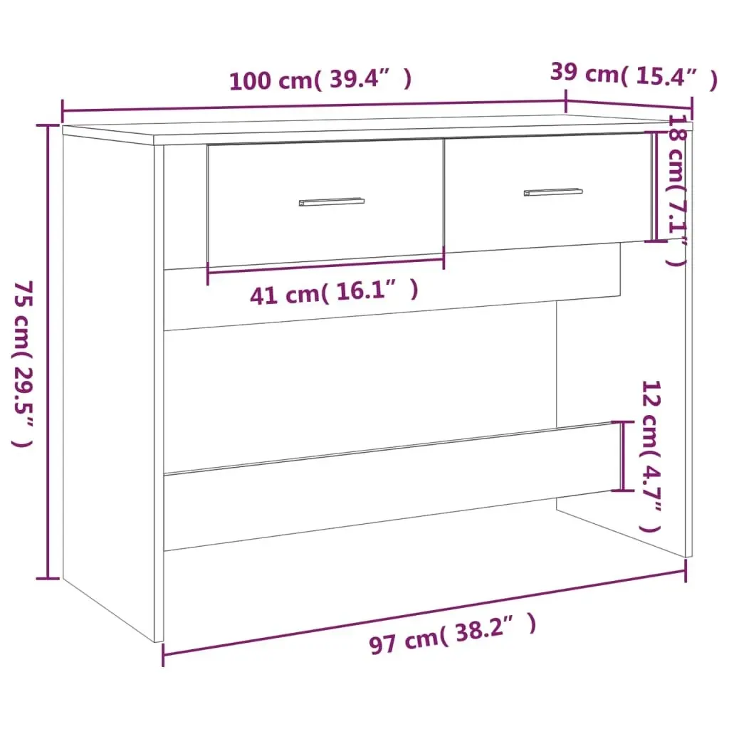 Console Table Smoked Oak 100x39x75 cm Engineered Wood 816781