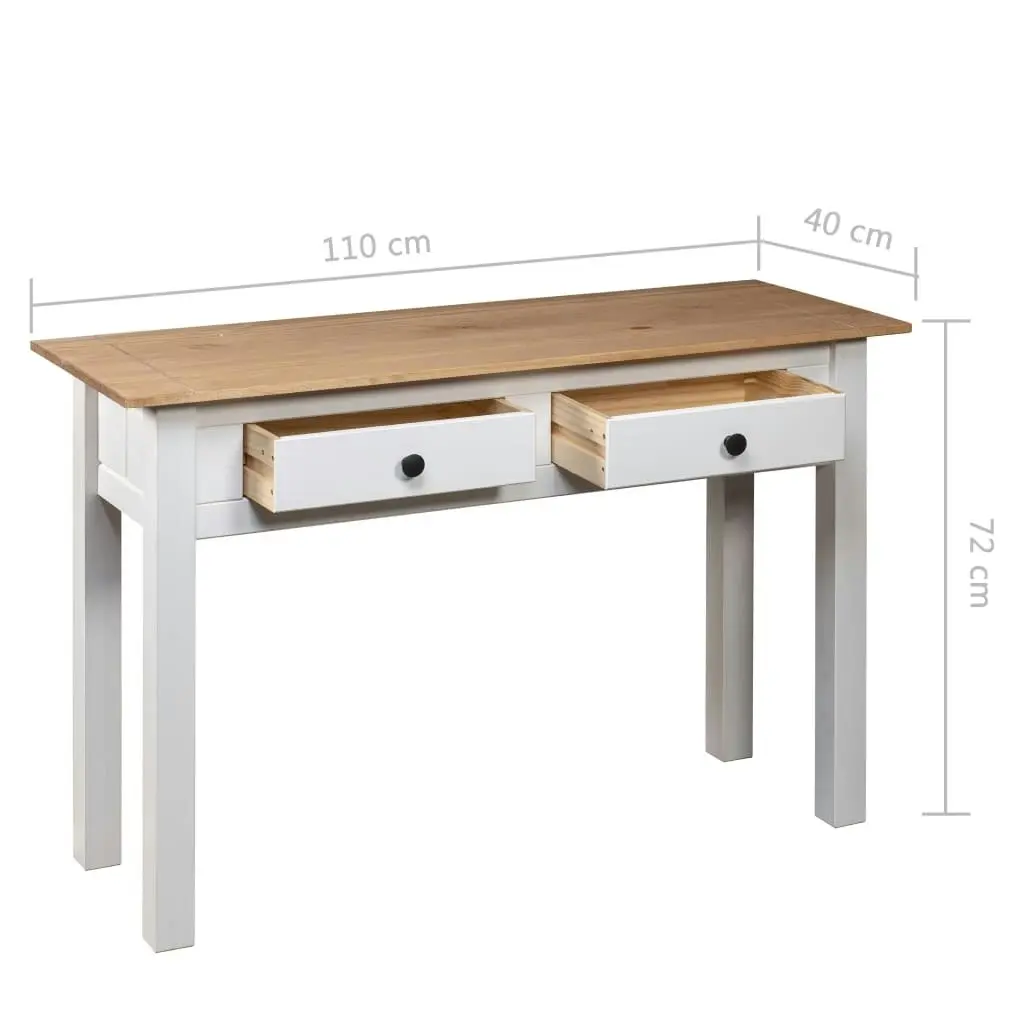 Console Table White 110x40x72 cm Solid Pine Wood Panama Range 282681