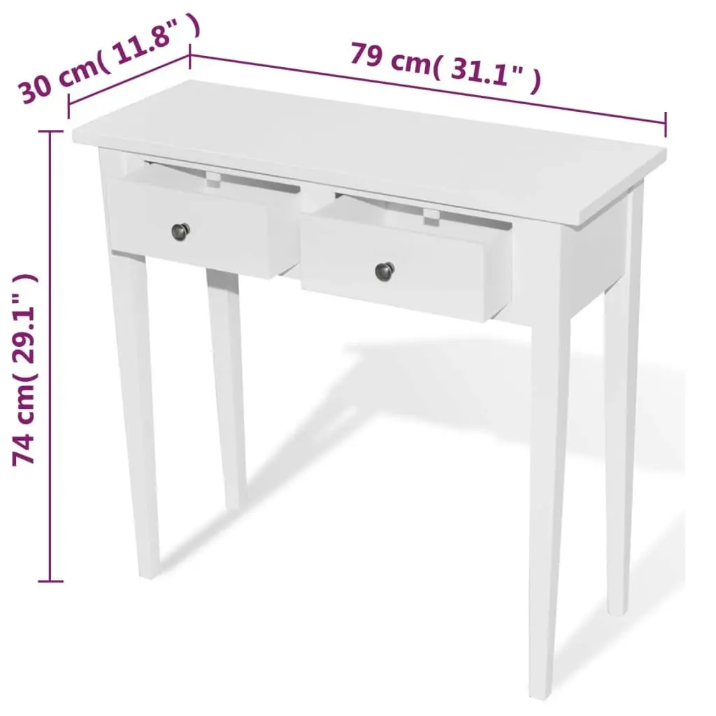 Dressing Console Table with Two Drawers White 241145