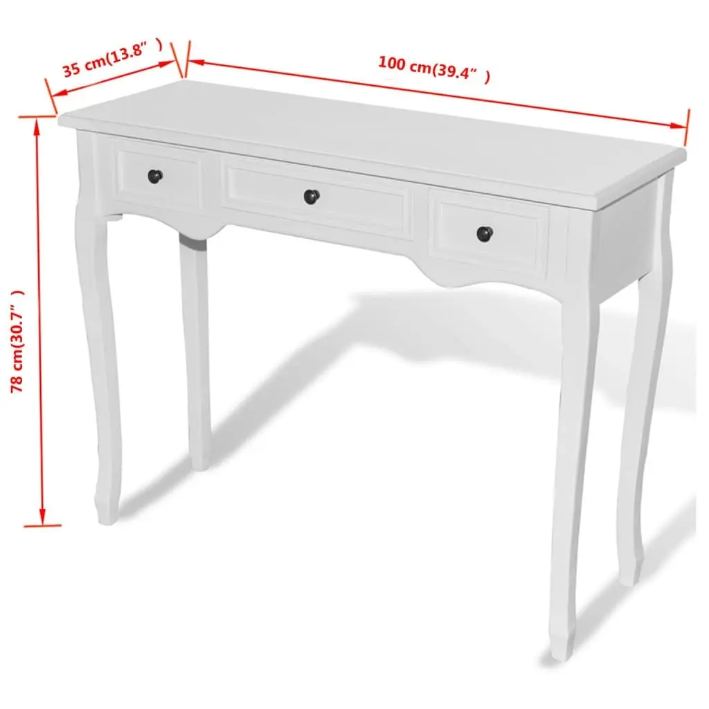 Dressing Console Table with Three Drawers White 241143