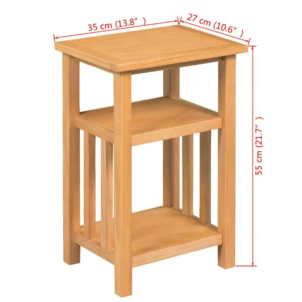 End Table with Magazine Shelf 27x35x55 cm Solid Oak Wood 244211