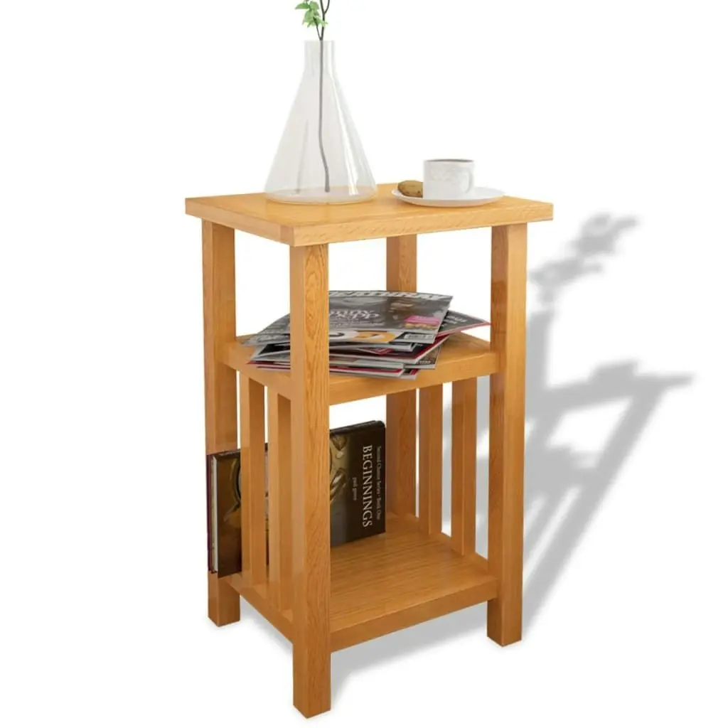 End Table with Magazine Shelf 27x35x55 cm Solid Oak Wood 244211