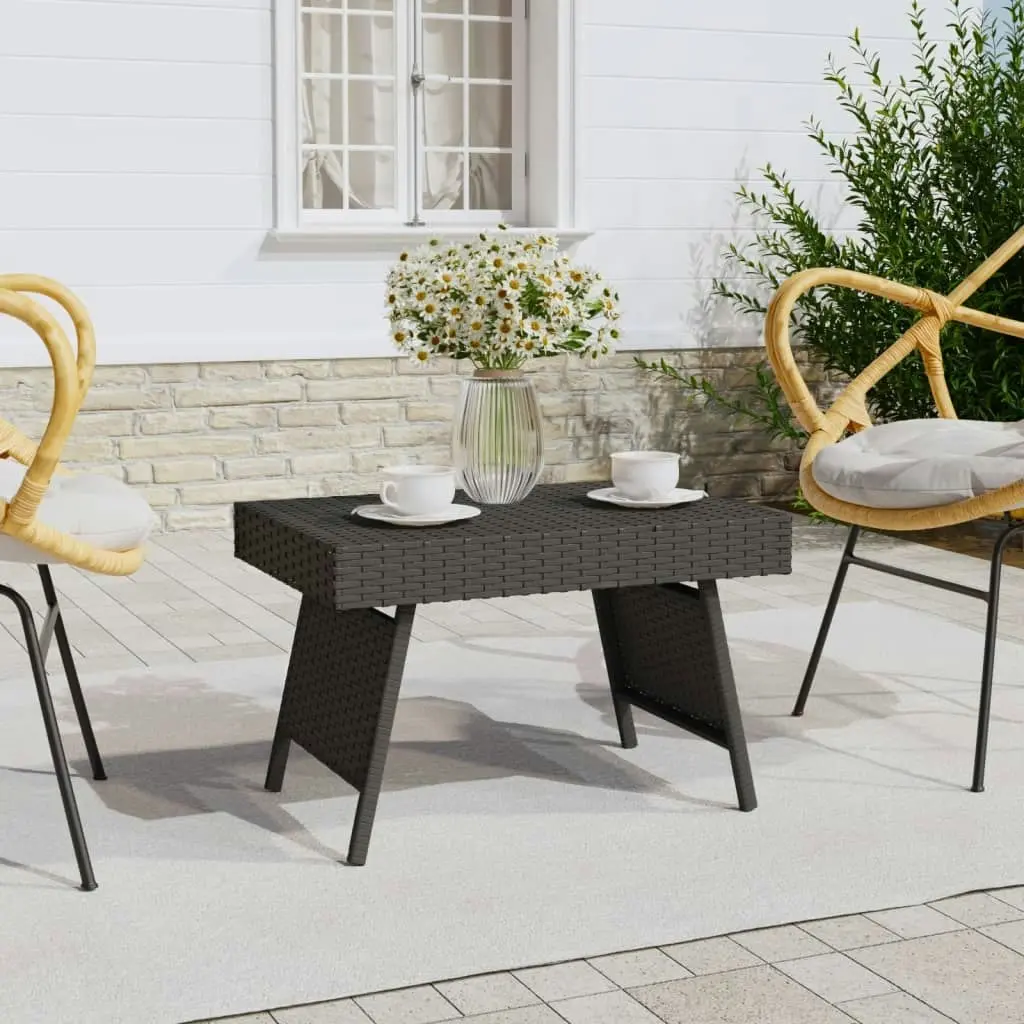 Foldable Side Table Black 60x40x38 cm Poly Rattan 319408