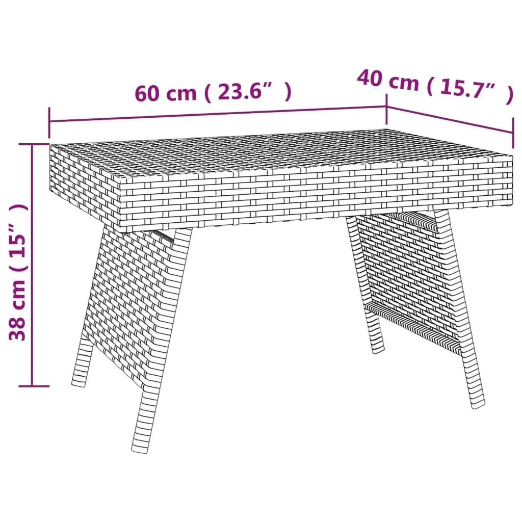 Foldable Side Table Black 60x40x38 cm Poly Rattan 319408