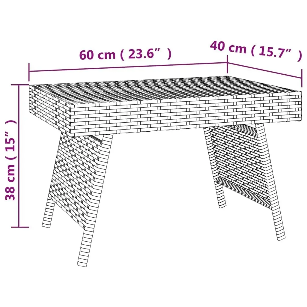 Foldable Side Table Brown 60x40x38 cm Poly Rattan 319409