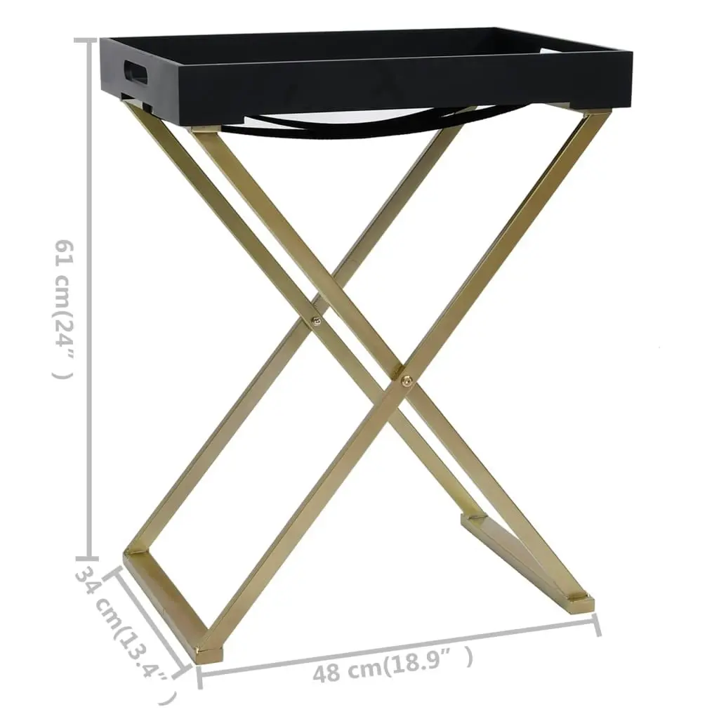 Folding Table Gold and Black 48x34x61 cm MDF 331659