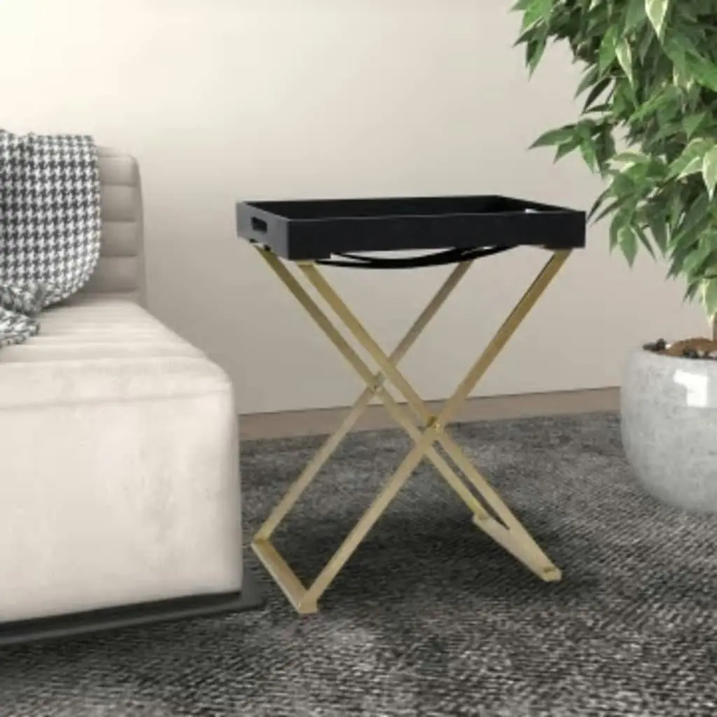 Folding Table Gold and Black 48x34x61 cm MDF 331659