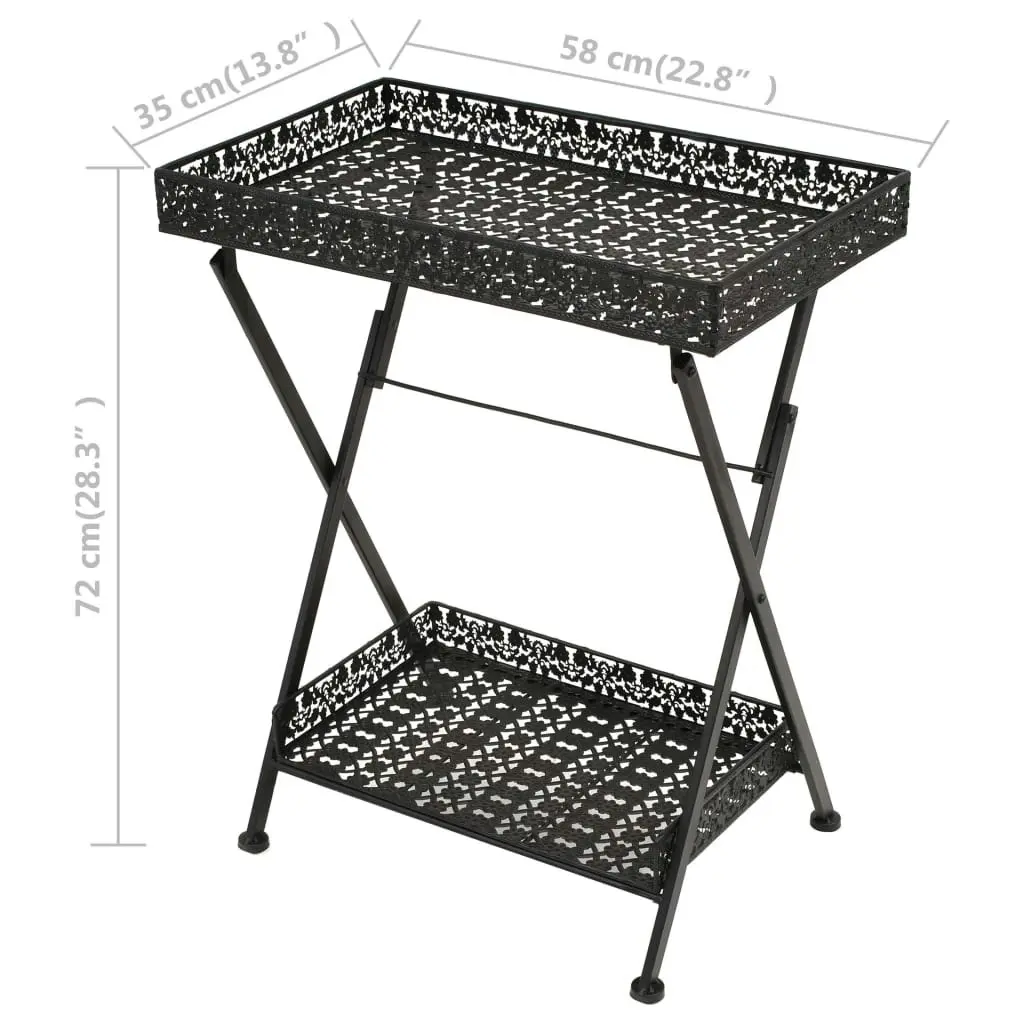 Folding Tea Table Vintage Style Metal 58x35x72 cm Black 245941