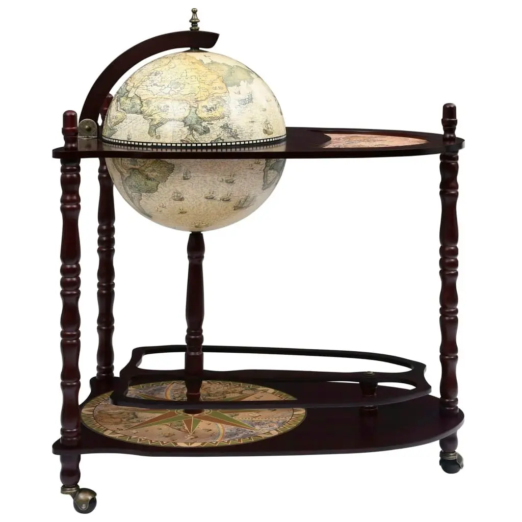 Freestanding Globe Bar Wind Stand Eucalyptus Wood Green 320907