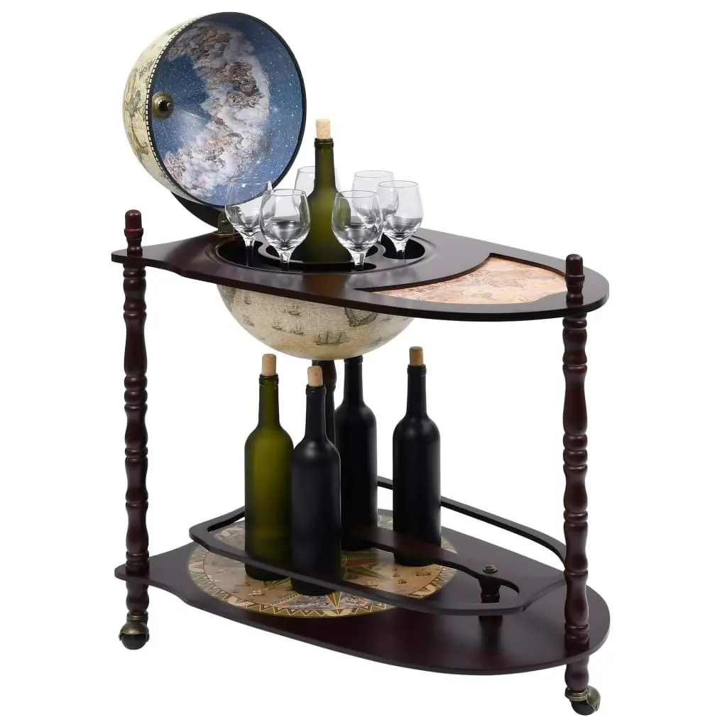 Freestanding Globe Bar Wind Stand Eucalyptus Wood Green 320907