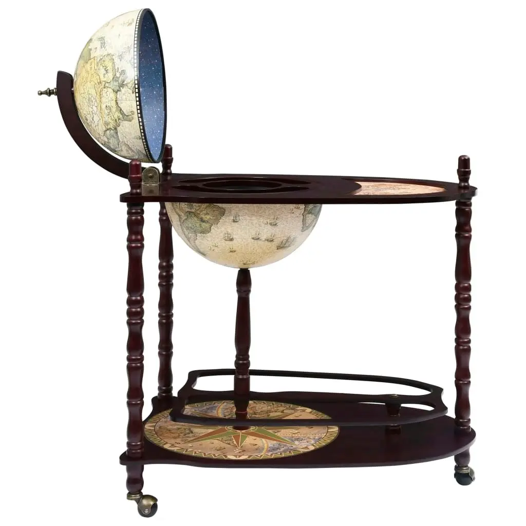 Freestanding Globe Bar Wind Stand Eucalyptus Wood Green 320907