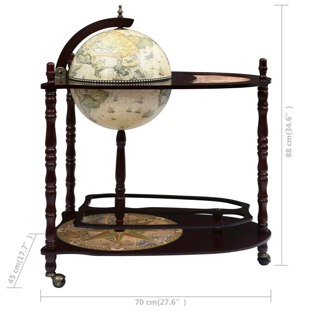 Freestanding Globe Bar Wind Stand Eucalyptus Wood Green 320907