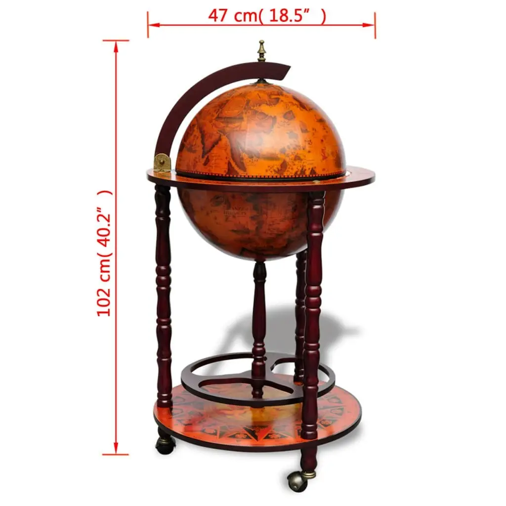 Globe Bar Wine Stand Eucalyptus Wood 60774