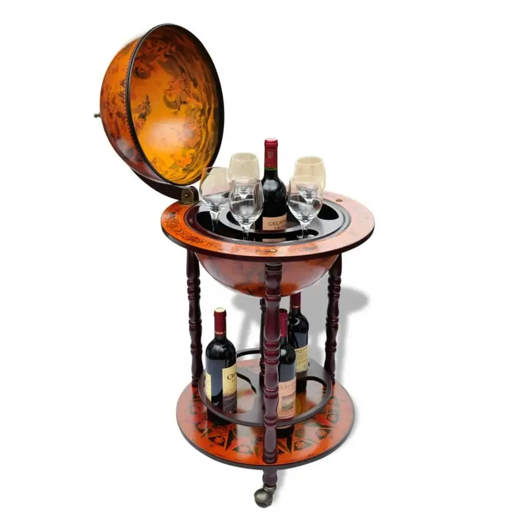 Globe Bar Wine Stand Eucalyptus Wood 60774