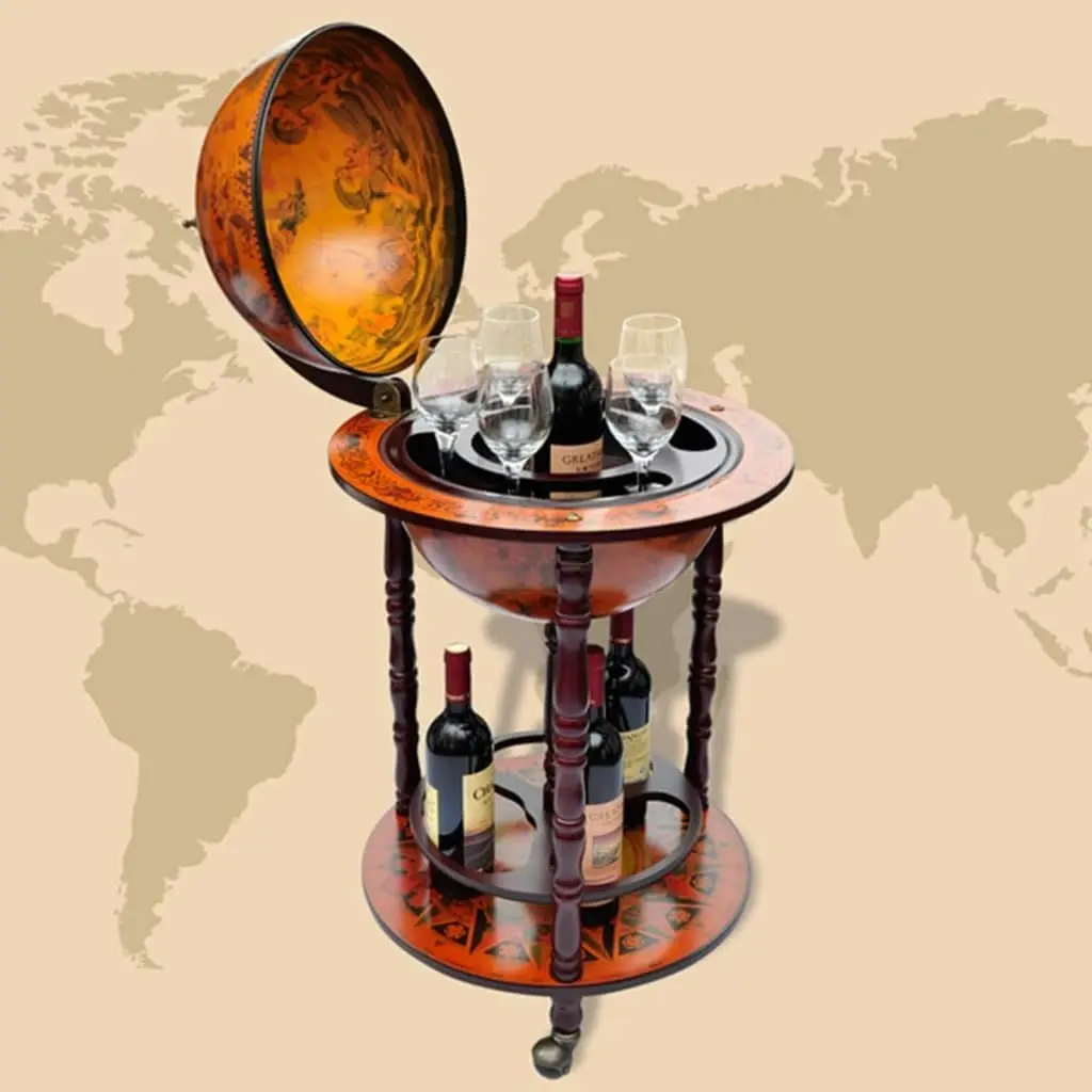 Globe Bar Wine Stand Eucalyptus Wood 60774