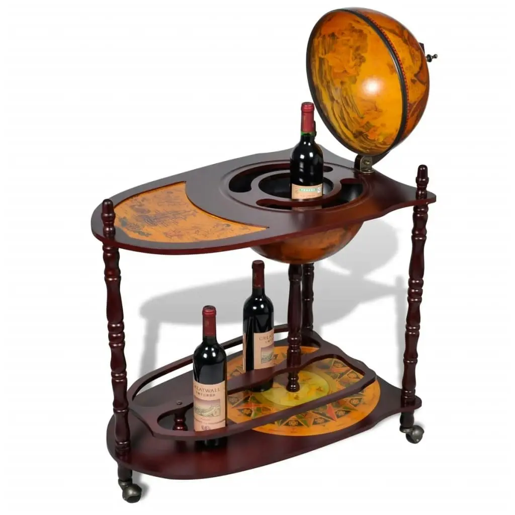 Globe Bar Wine Stand Eucalyptus Wood Freestanding 240699