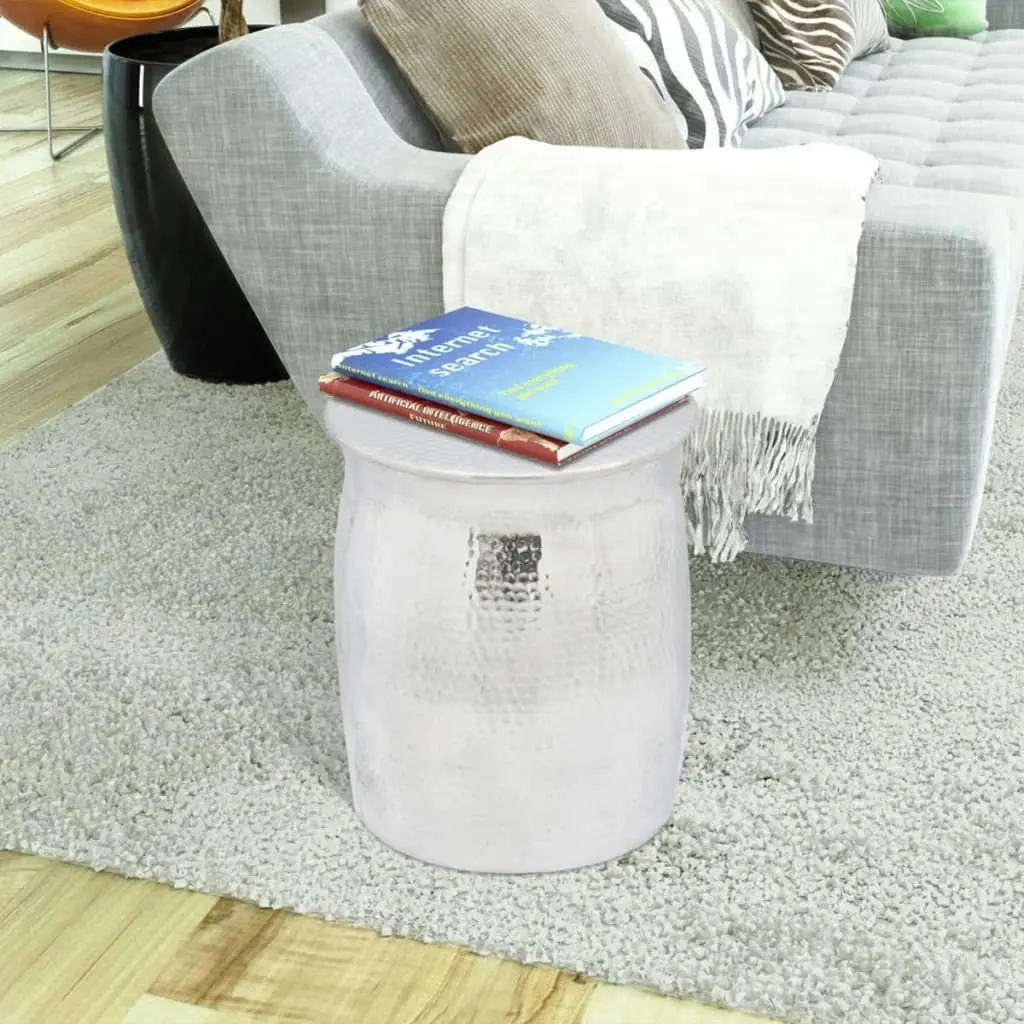 Hammered Aluminium Stool/Side Table Silver 242324