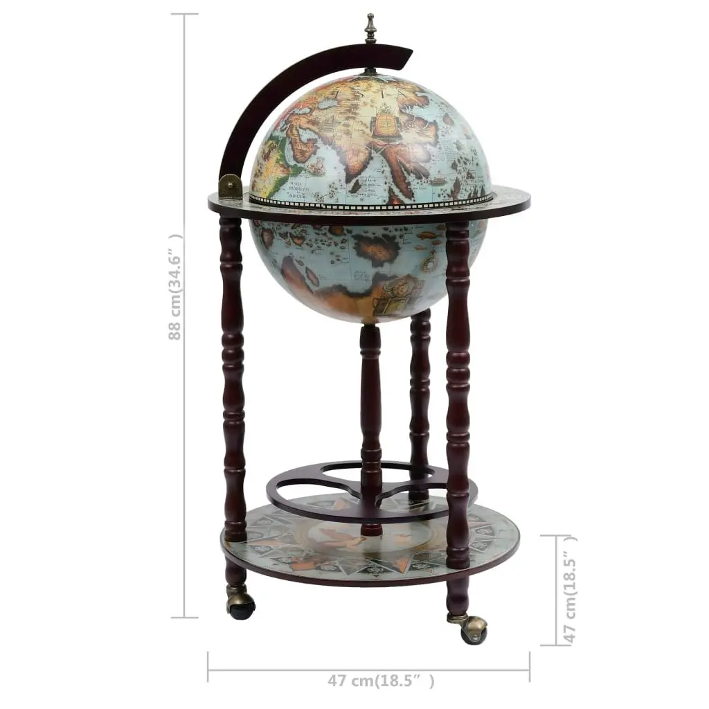 Globe Bar Wine Stand Eucalyptus Wood Blue 320905