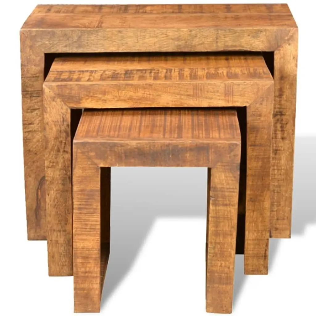 Nesting Table Set 3 Pieces Solid Mango Wood 241130