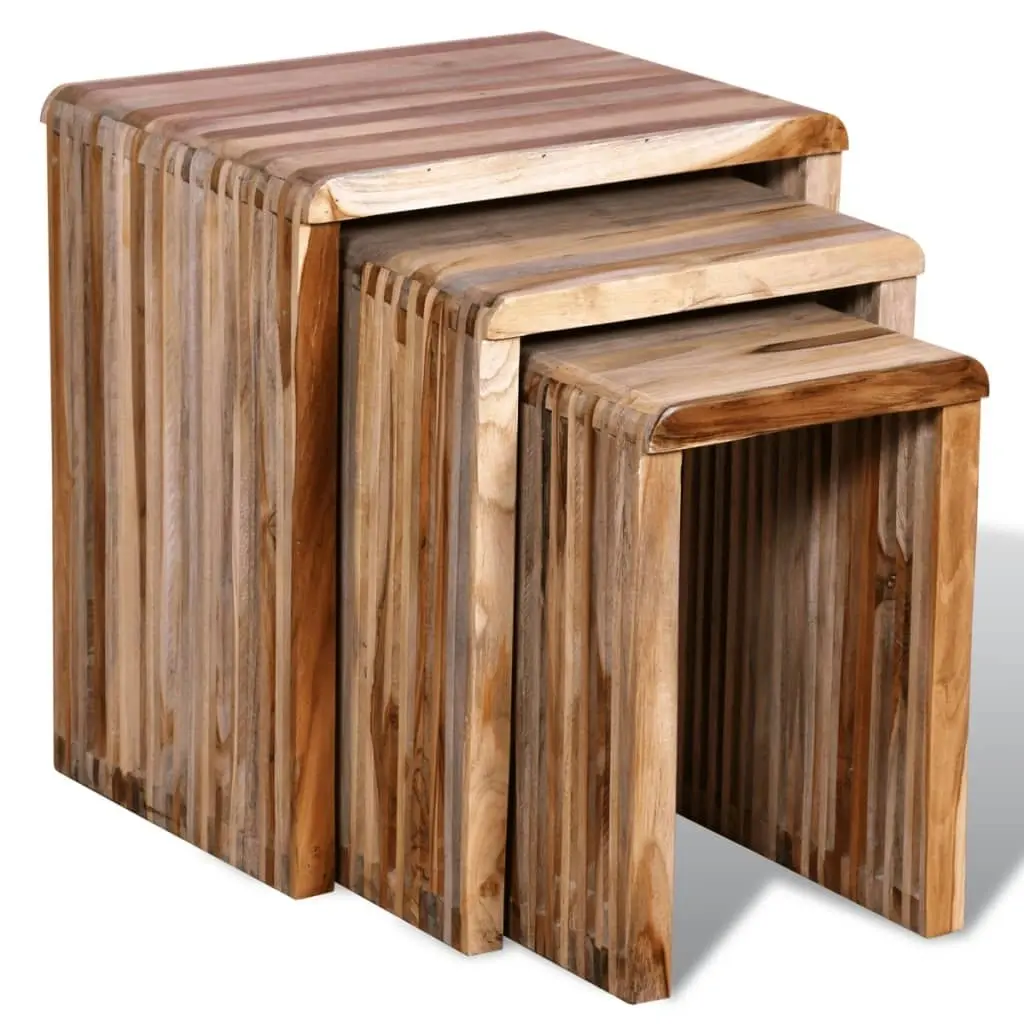 Nesting Table Set 3 Pieces Reclaimed Teak 241716