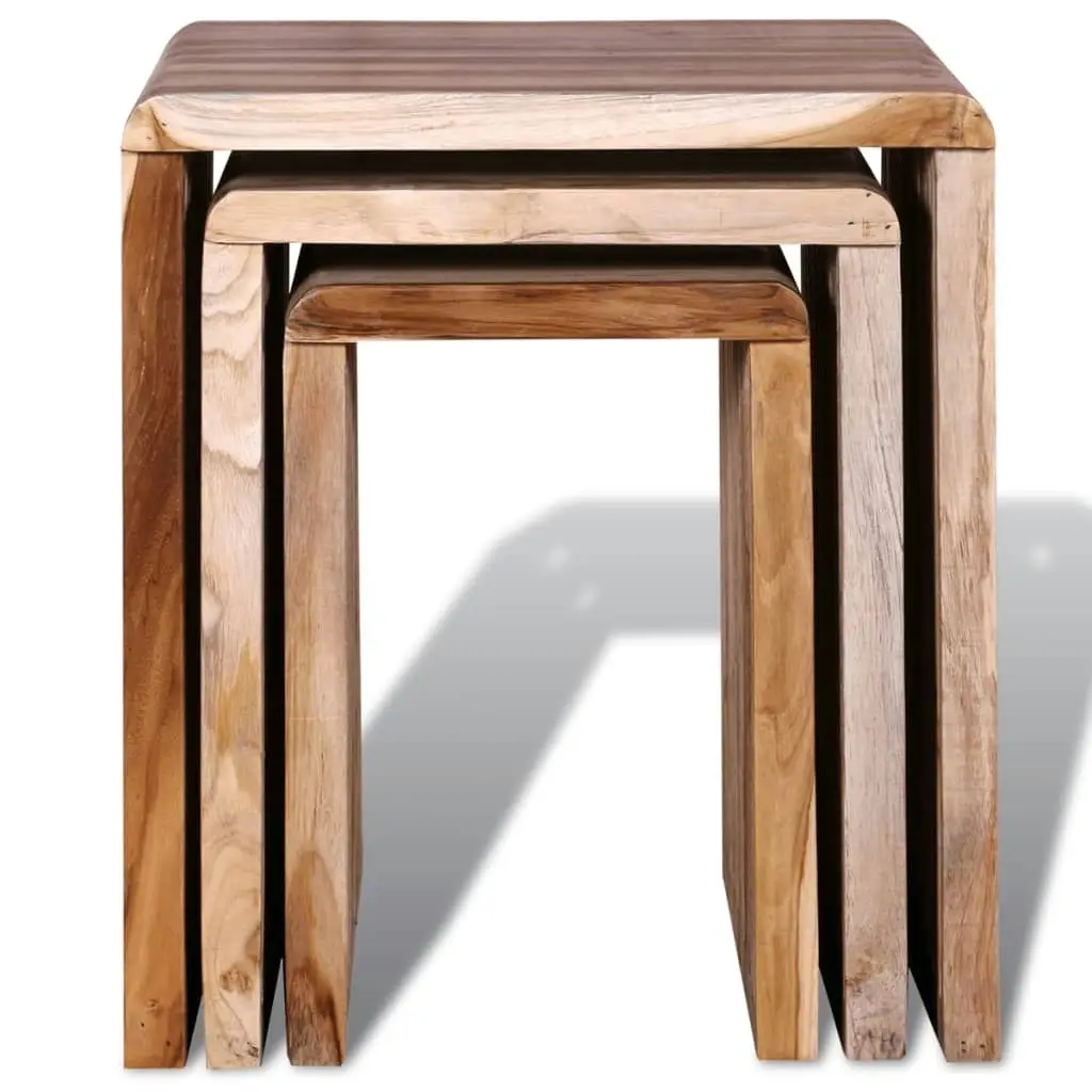 Nesting Table Set 3 Pieces Reclaimed Teak 241716