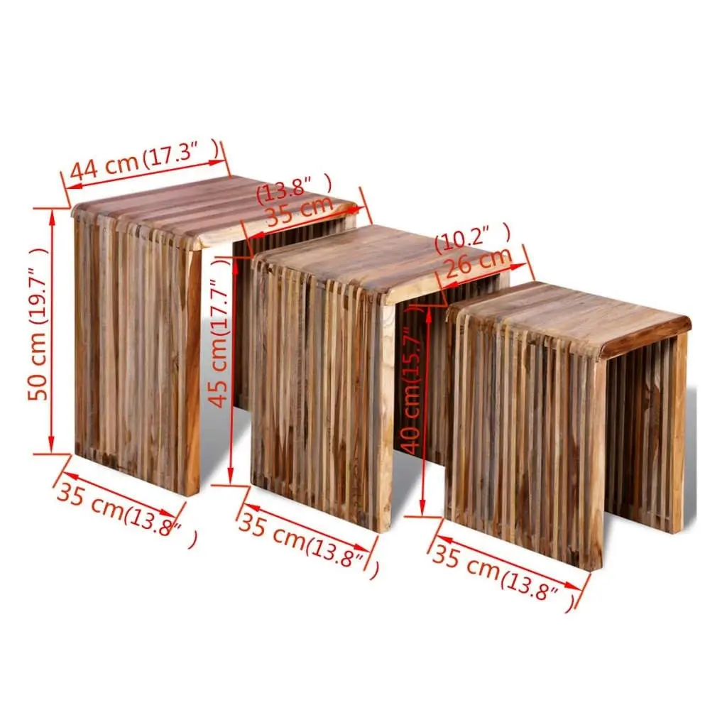 Nesting Table Set 3 Pieces Reclaimed Teak 241716