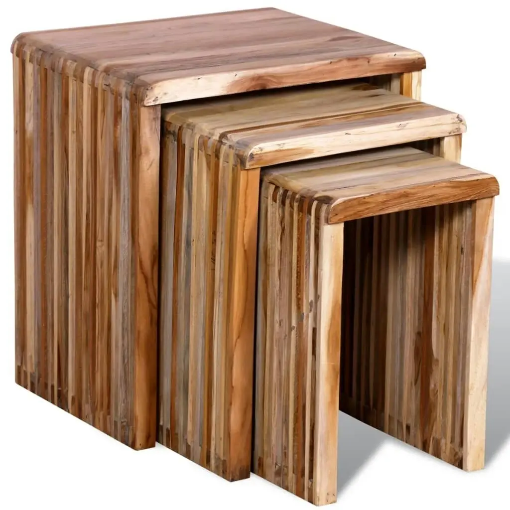 Nesting Table Set 3 Pieces Reclaimed Teak 241716