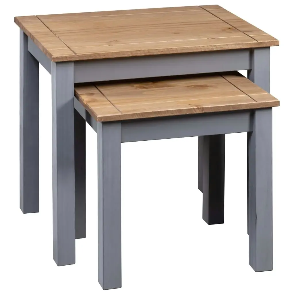 Nesting Tables 2 pcs Grey Solid Pine Wood Panama Range 282677